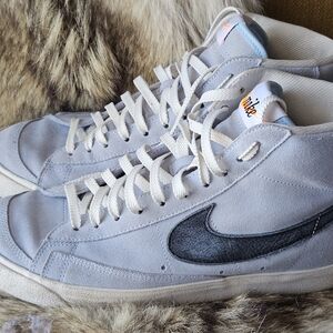 Nike Baby BLUE and Navy High-Top SUEDE Leather Sneakers 10.5